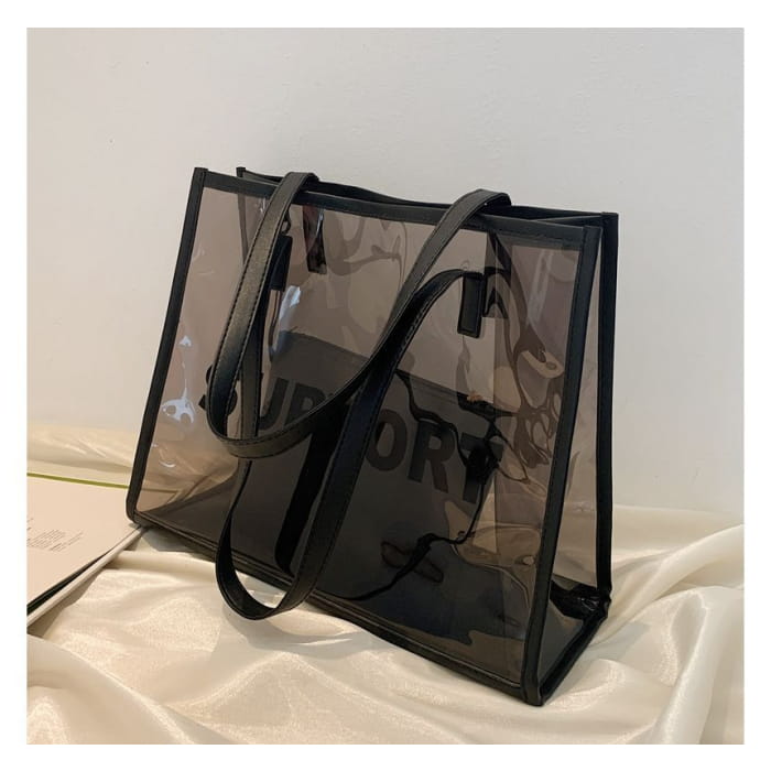 Set: PVC Lettering Tote Bag + Pouch