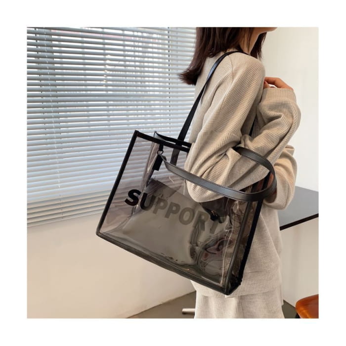 Set: PVC Lettering Tote Bag + Pouch