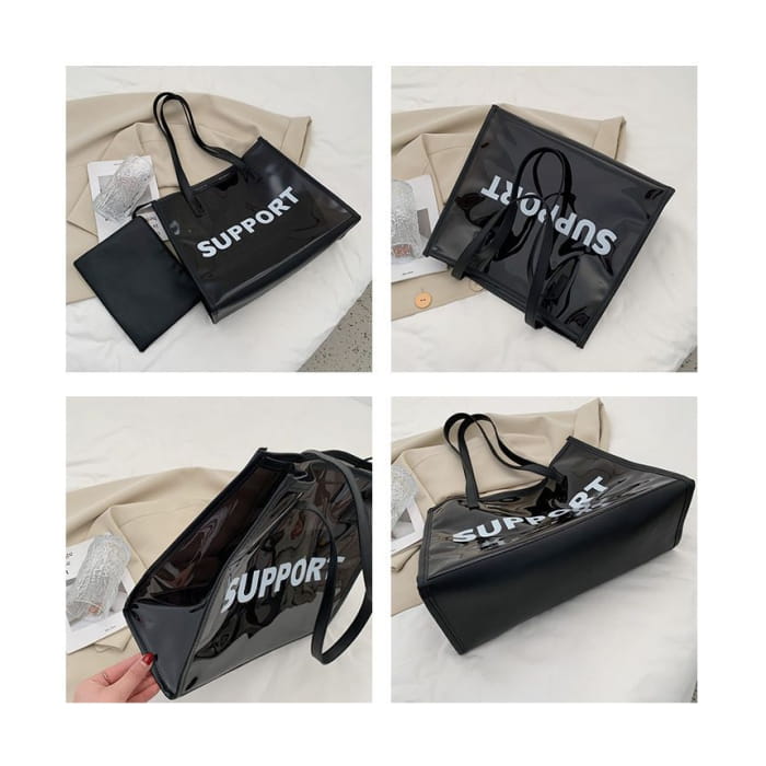 Set: PVC Lettering Tote Bag + Pouch