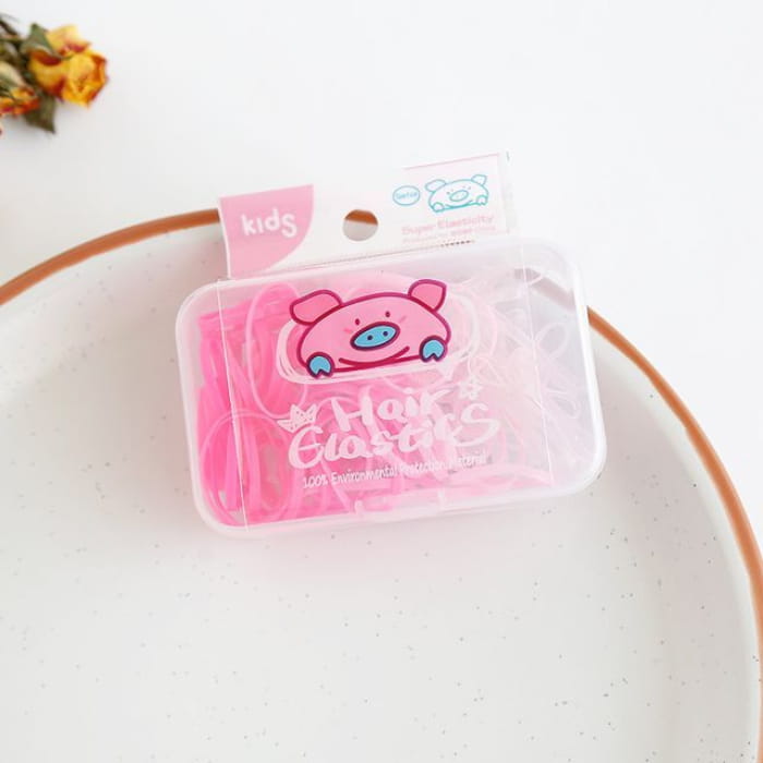 Set: Rubber Hair Tie - 05# - Pink & Light / One Size