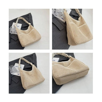 Set: Straw Tote Bag + Faux Leather Pouch