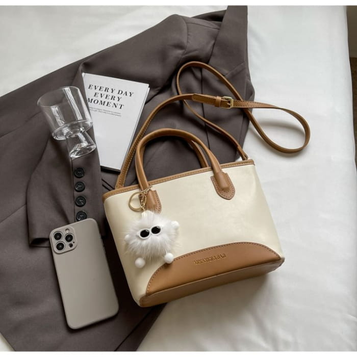 Set: Top Handle Faux Leather Crossbody Bag + Charm