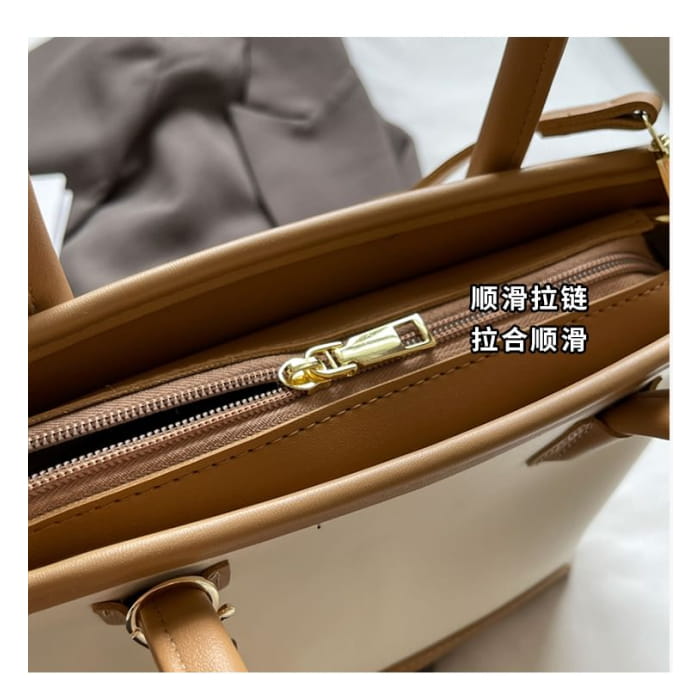 Set: Top Handle Faux Leather Crossbody Bag + Charm