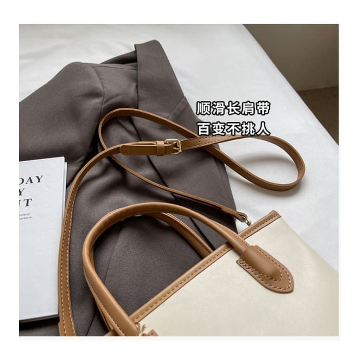 Set: Top Handle Faux Leather Crossbody Bag + Charm