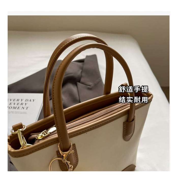 Set: Top Handle Faux Leather Crossbody Bag + Charm