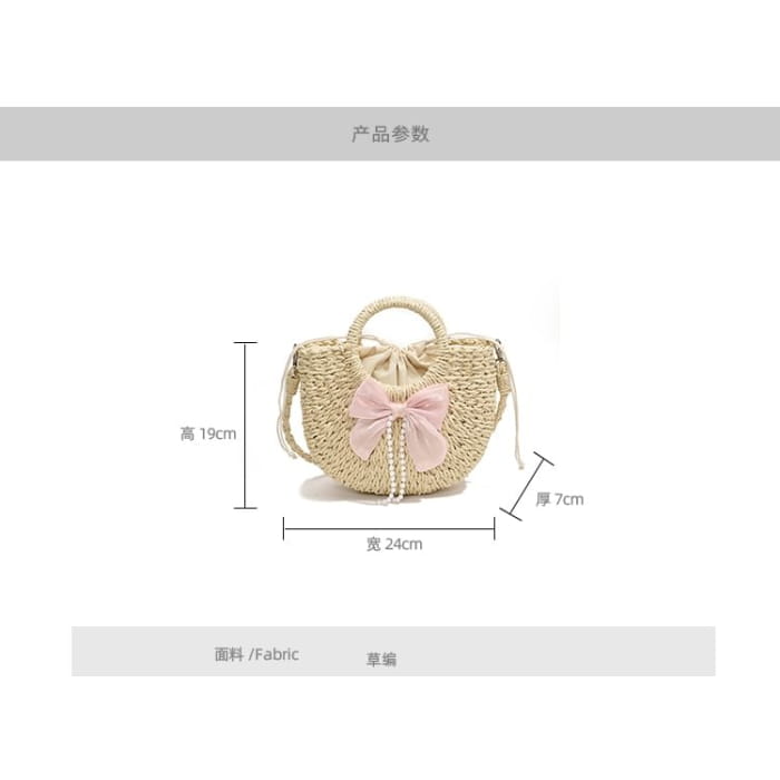 Set: Top Handle Woven Crossbody Bag + Scarf