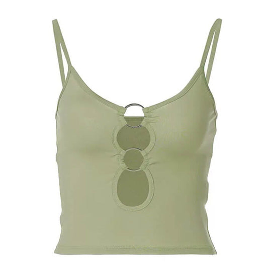 Sexy O-Ring Cutout Top - S / Green - Tops