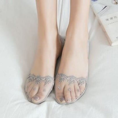 Sheer Lace Invisible Socks (4 Pairs)