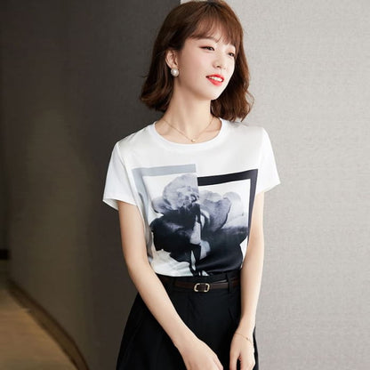 Short-Sleeve Crew Neck Floral T-Shirt