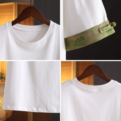 Short-Sleeve Crewneck Print Trim Tee