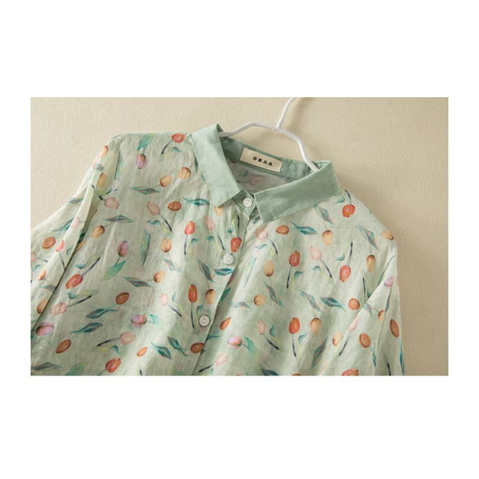 Short-Sleeve Floral Print Shirt