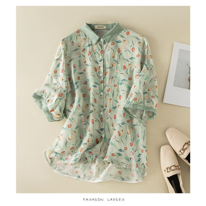 Short-Sleeve Floral Print Shirt