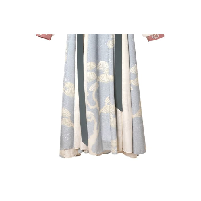 Short-Sleeve Plain Hanfu Top / Long-Sleeve Floral Print