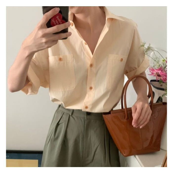 Short-Sleeve Plain Shirt