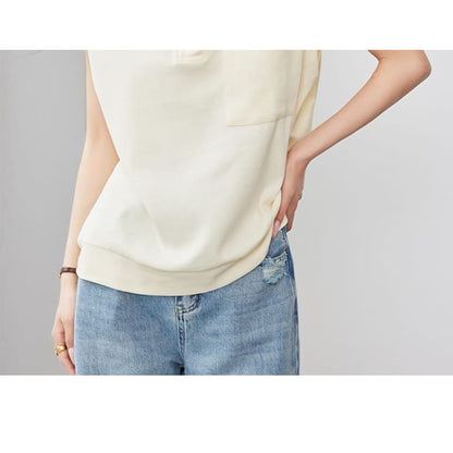 Short Sleeve Solid Color Pocket Loose Polo Shirt Egirldoll