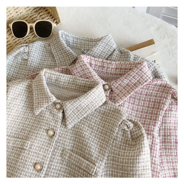 Short-Sleeve Tweed Crop Shirt