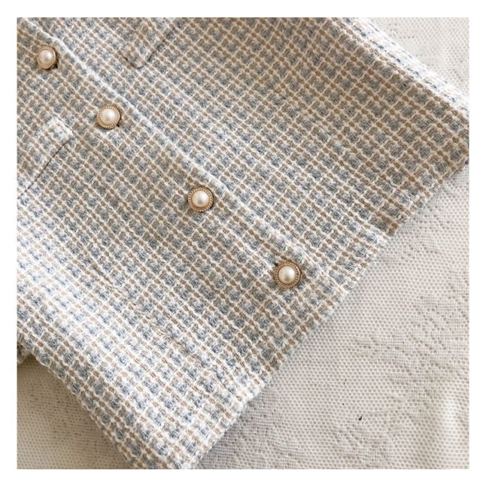 Short-Sleeve Tweed Crop Shirt