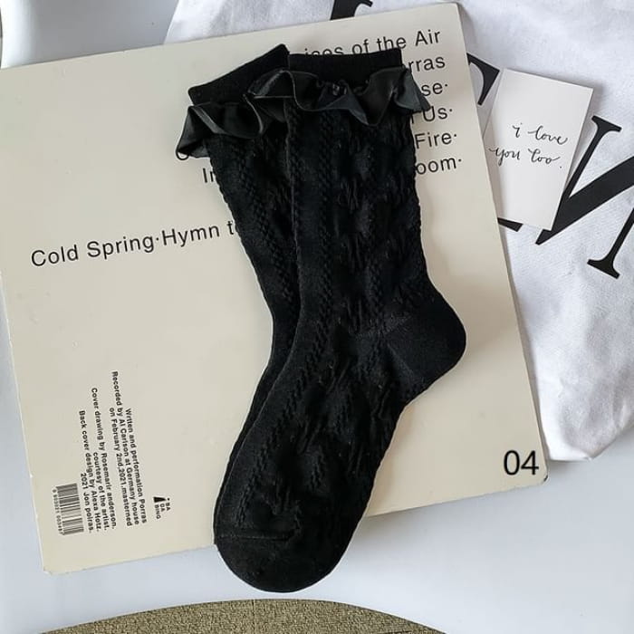 Short Socks (Various Designs) - 04 - Black / One Size