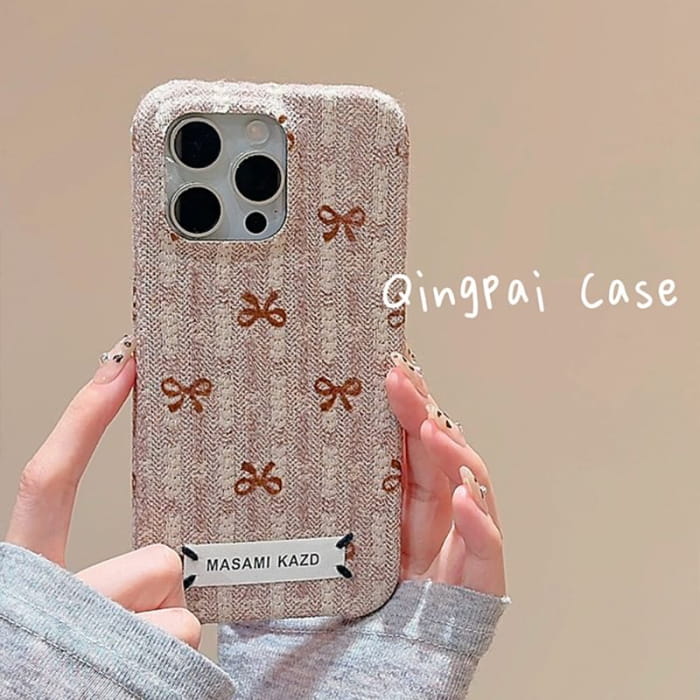 Simple Bow Flannel Phone Case - iPhone 16 Pro Max / 15 / 14