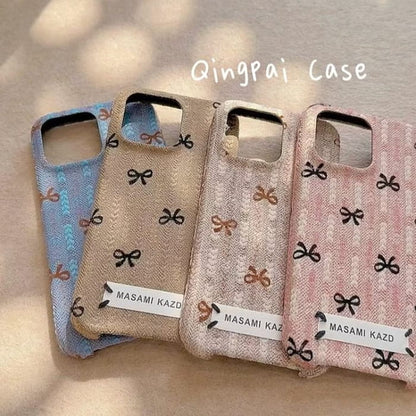 Simple Bow Flannel Phone Case - iPhone 16 Pro Max / 15 / 14