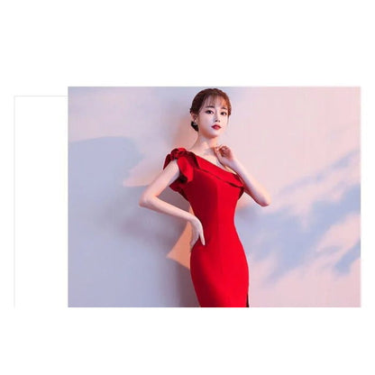 Single Shoulder Plain Sheath Evening Gown