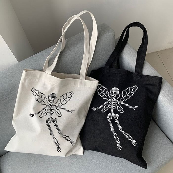 Skull Butterfly Canvas Bag - Handbags