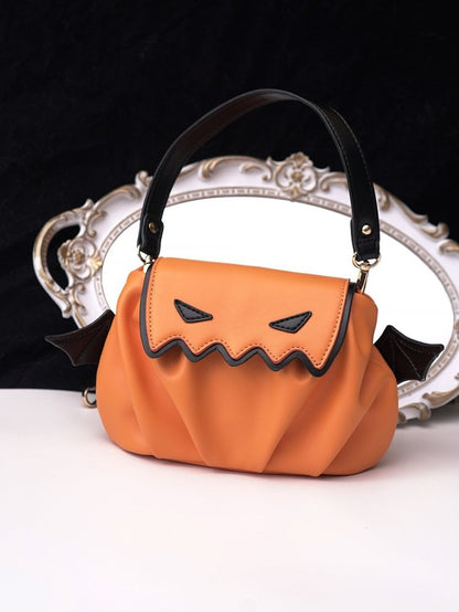 Halloween Orange Pumpkin Bat Wings Tote Bag - Free Size