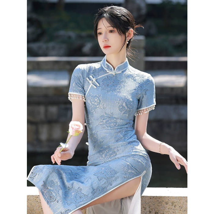 Sky Blue Cheongsam Dress - Female Hanfu