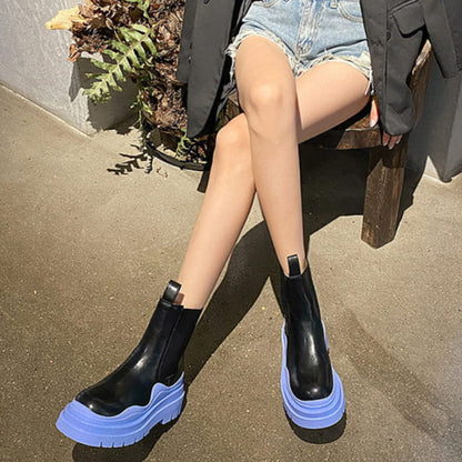 Slip-On Colorblock Platform Boots