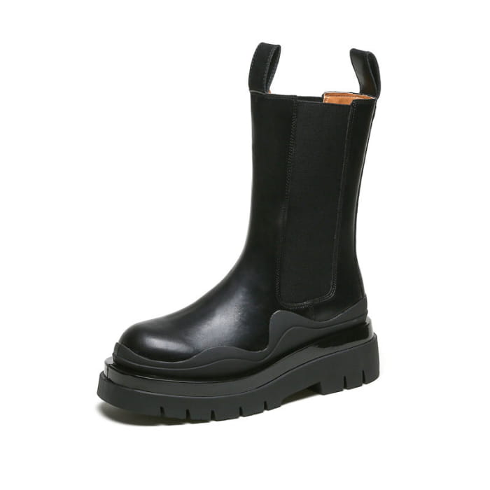 Slip-On Colorblock Platform Boots - Black A / 35