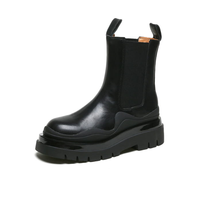 Slip-On Colorblock Platform Boots - Black B / 35