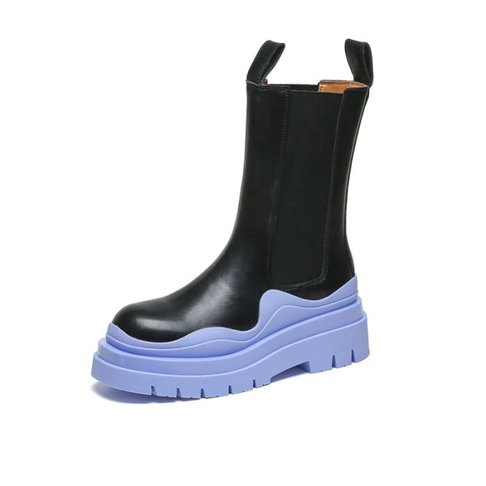 Slip-On Colorblock Platform Boots - Blue A / 35