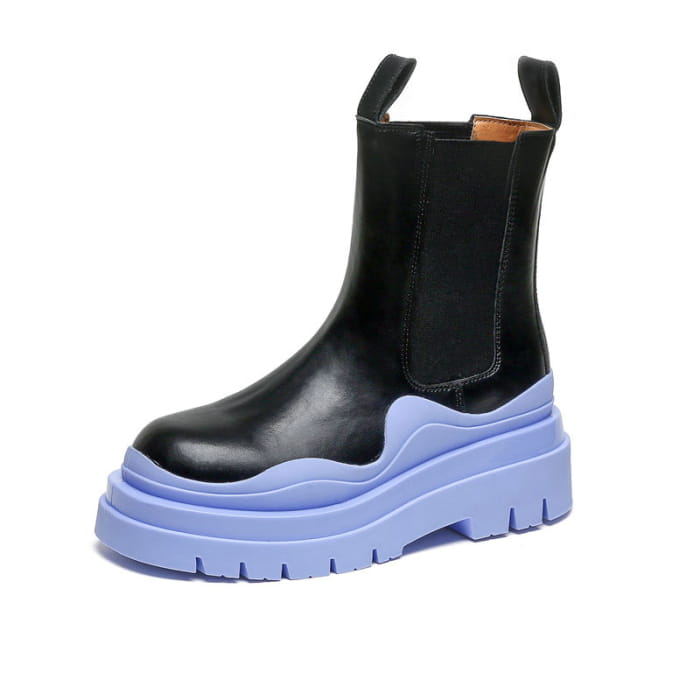 Slip-On Colorblock Platform Boots - Blue B / 35