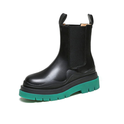 Slip-On Colorblock Platform Boots - Emerald B / 35