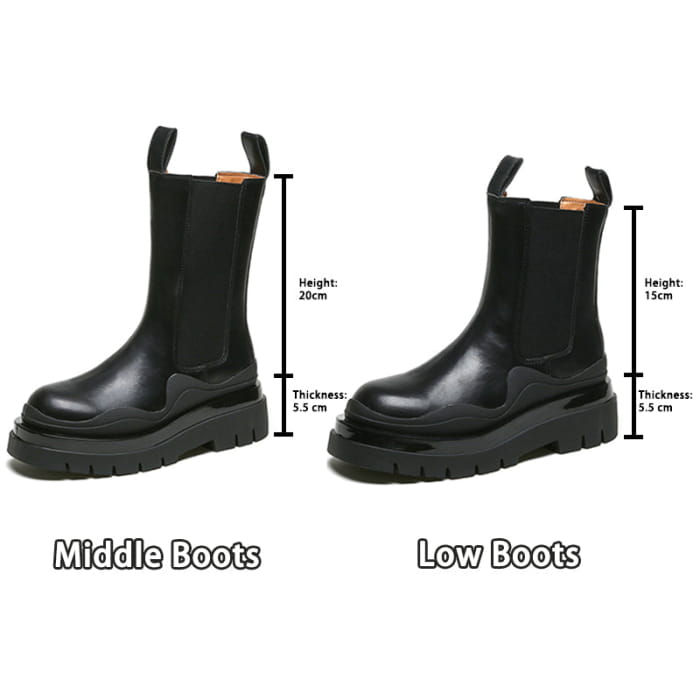 Slip-On Genuine Leather Platform Boots