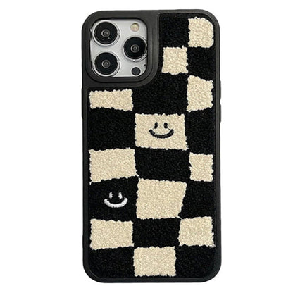 Smile Checker Fuzzy iPhone Case - 11 / Black/white - IPhone