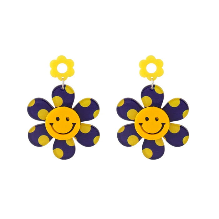 Smile Flowers Pretty Earrings - Standart / Blue - earrings