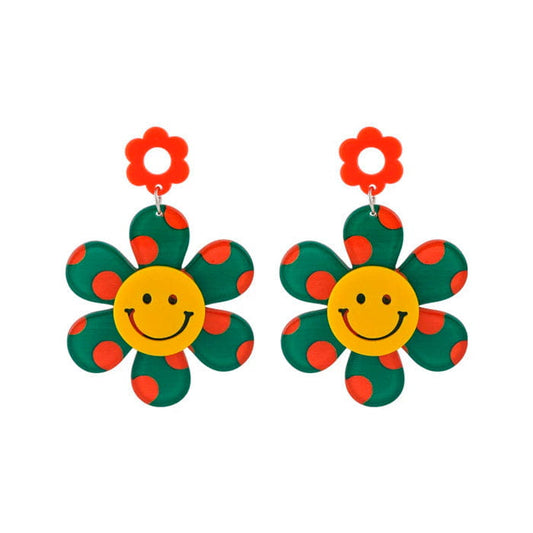 Smile Flowers Pretty Earrings - Standart / Green - earrings