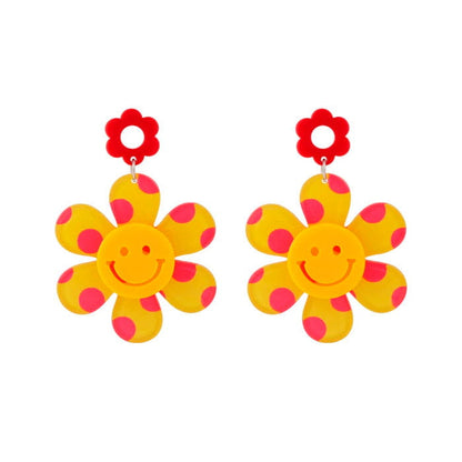 Smile Flowers Pretty Earrings - Standart / Yellow - earrings