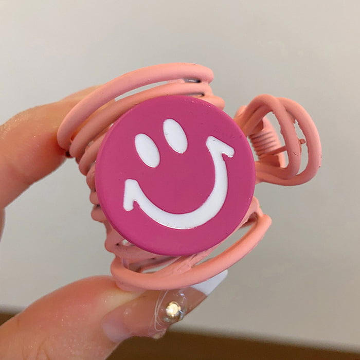 Smiley Face Hair Claw - Pink - Other