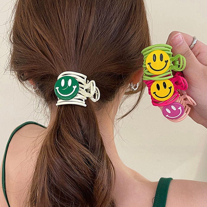 Smiley Face Hair Claw - White/green - Other