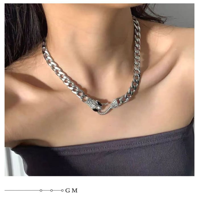 Snake Rhinestone Stainless Steel Choker