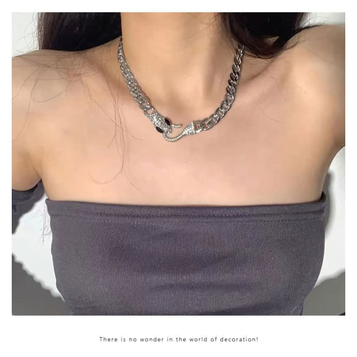 Snake Rhinestone Stainless Steel Choker