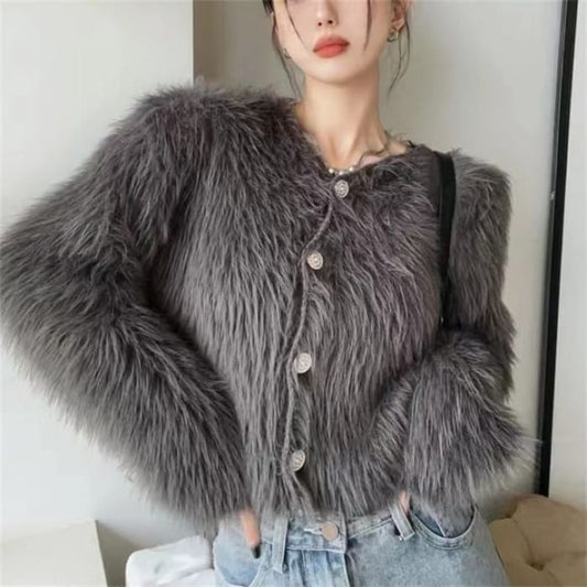 Soft Furry-Knit Cardigan