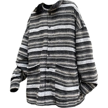 Soft Striped Cardigan Sweater - M / Black - Sweaters