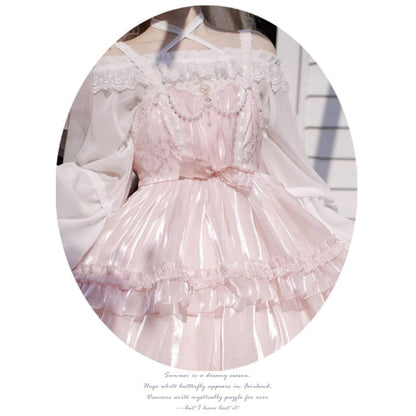 Spaghetti Strap Bow Two Tone Lolita A-Line Dress