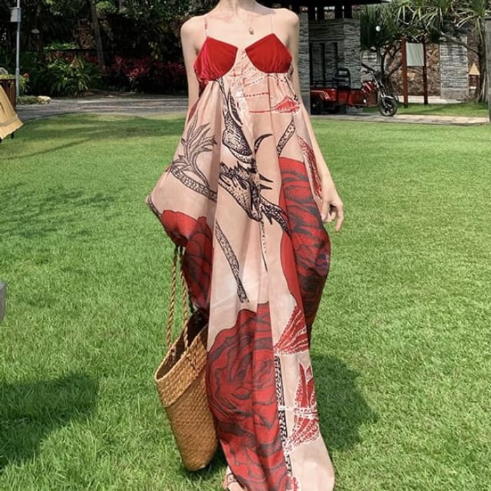 Spaghetti Strap Floral Maxi