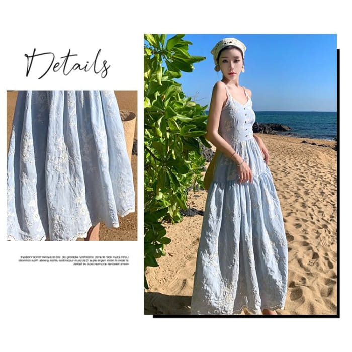 Spaghetti Strap Midi Lace Tiered Sundress