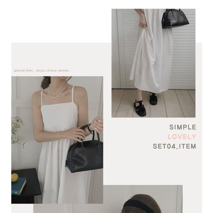 Spaghetti Strap Plain Maxi A-Line Dress