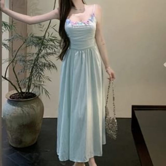 Spaghetti Strap Plain Midi